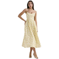 Spicy-style Floral Mid-length Dress With A Backless Halter Design