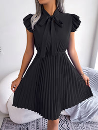 Women's Elegant Tie Waist Flowy Pleated Skirt