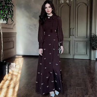 Womens Fashionable Loose-Fit Long-Sleeve Printed Dress