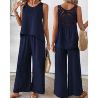 Casual Chic Elegant Floral Set With Hollow-Out Back