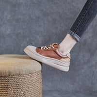 Leather Platform Biscuit Round Toe Platform Lace-up Sports Business Casual Shoes