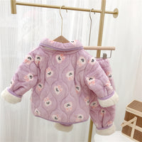 Children's Pajamas Three-layer Thickened Coral Fleece Suit