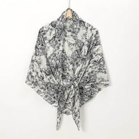 Pearl Chiffon Printed Square Scarf Pleated Scarf