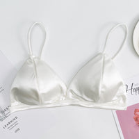 Satin Triangle Cup, String Deep V Sling, Adjustable Shoulder Strap Bra