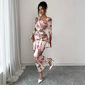 Elegant Tie-dye Printed Mesh-design Dress