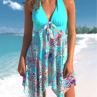 New Women's Printed Belly Covered Conservative One-piece Swimsuit