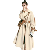 Beige Double-sided WoolWomen's Color Edge Baggy Felt Coat