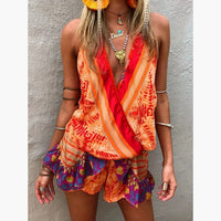 Ruffled Deep V Neck Jumpsuit
