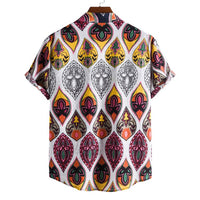 Stand Collar Ethnic Style Series Printed Casual Shirt