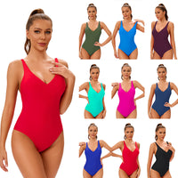 Sexy Solid Color Backless Women's Slim One-piece Swimsuit