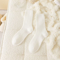 Japanese-style Solid-color Wool Socks For Women
