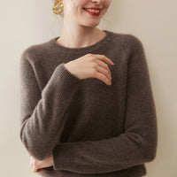 Pure Cashmere Shirt Women's Crew Neck Pullover Sweater