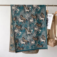 Autumn And Winter New Cashmere-like Thickened Oil Painting Jacquard Scarf