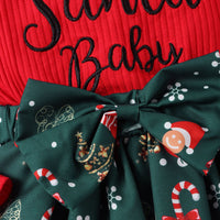Girl's Santa Claus Printed Skirt Romper