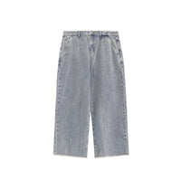 Washed Distressed Men's Clothing Vintage Raw Hem Wide Legs Jeans