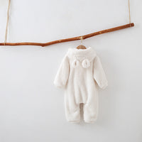 Infant Plush Warm Hooded Child Conjoined Romper
