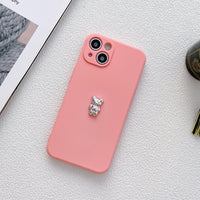 Metal Silver Three-dimensional Bear Electroplating Diy Handmade Acrylic Phone Case Material