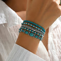 Beaded Bow Bracelet Set Vintage Turquoise Bracelet 5-Piece Set