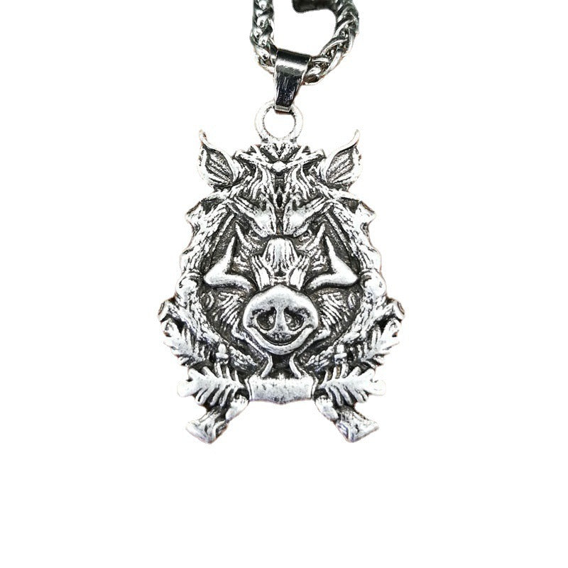 Celtic Wild Boar Alloy Pendant Necklace