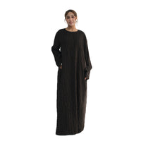 Womens Textured Dress With A Belt, Long Robe Style