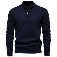 Casual Men's Solid Color Half-zip Sweater