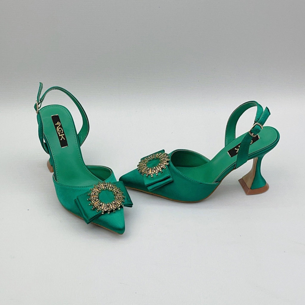 European And American Pointed Toe Rhinestone Closed Toe Strap High Heel Sandals