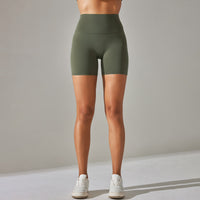 Women's Solid Color Double-sided Brocade Brushed Fitness High Waist Shorts