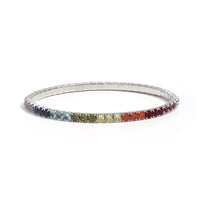 S925 Sterling Silver Fully Diamond-studded Elastic Bracelet, European And American Style