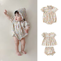Girls' Floral Princess Short-sleeved Suit