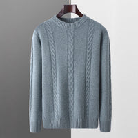 100 Pure Wool Sweater Men's Round Neck Thickened Warm Long Sleeves Sweater