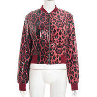 Womens Fashionable Sequined Waist-Cinching Zip-Up Jacket Coat