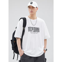 Letter Printed T-shirt Japanese Loose Cotton Half Sleeve Shirt