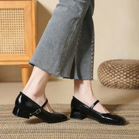 Chunky-heeled French-style Low-cut Pumps In Black For Women