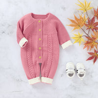 Children's Casual Knitted Single-breasted One-piece Romper