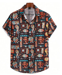 Men's Retro Short Sleeve Casual Loose Shirt