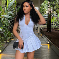 Sexy Sleeveless Lapel Collar Dress Women