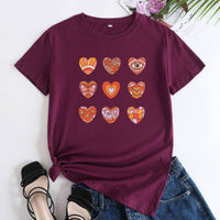 Women's Fashion Letter Print Cotton Round Neck Short Sleeve