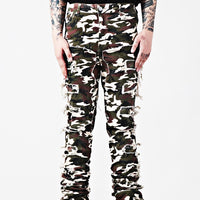 Washed And Worn-out Heavy-duty Flared Jeans