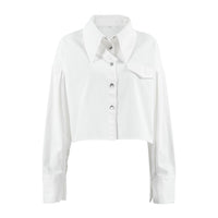 French Lapel Loose Pure Cotton Short Sense Of Design Shirt