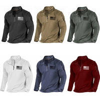 Men's Sports Fashion Zipped Stand Collar Long-sleeved Sweater