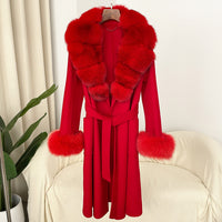 Double-sided Water Ripple Woolen Coat For Women