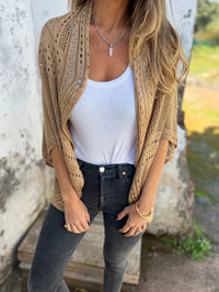 Hollow-out Half-sleeved Cardigan Knitted Fashion Cardigan Sweater
