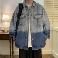 Plus Size Denim Two-tone Gradient Coat Jacket
