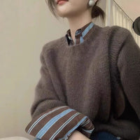 New Round Neck Knitted Pullover Sweater Women