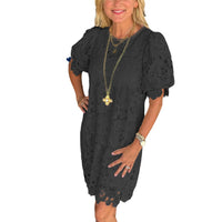 Womens Fashionable Lace Short-sleeve Dress