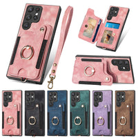 Suitable For S25Ultra Phone Case Anti-theft Swiping Fastened Ring Lanyard Card Holder