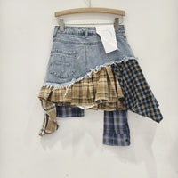 Irregular Hem Patchwork Denim Skirt For Women