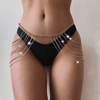 Women's Rhinestone Shiny Multi-layered Tassel Waist Chain
