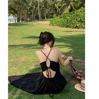Hepburn-style Seaside Vacation Halter Dress For Women