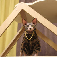 Hairless Cat Thickened Leopard Print Fur Coat With Fleece Lining Double Layer For Warmth